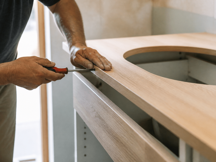 Comment fabriquer un meuble de salle de bain avec plan de travail sur mesure