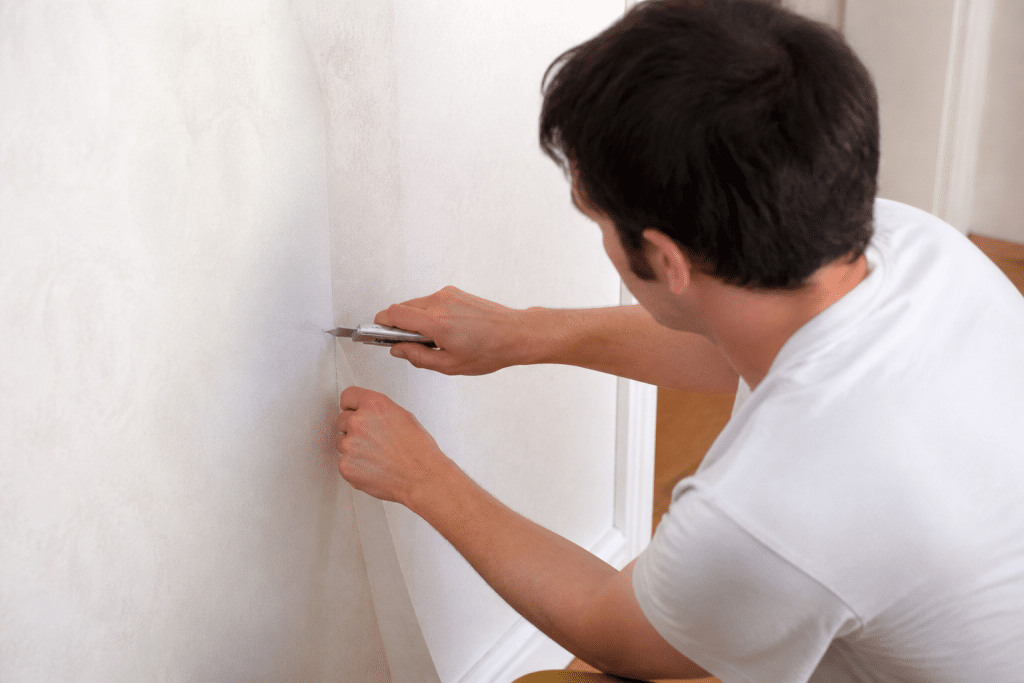 Cutter tranchant du papier peint mesure marquage mur